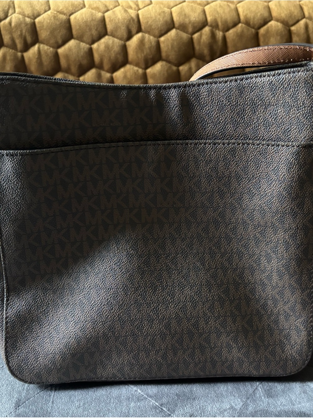 Michael Kors Dark Brown MK Monogram Crossbody Messenger